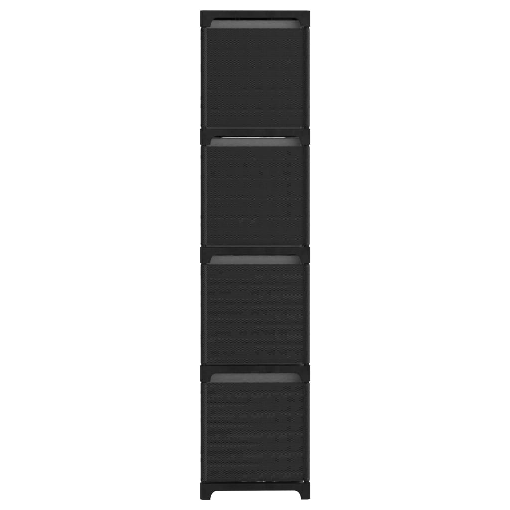 12-Cube Display Shelf with Boxes Black 103x30x141 cm Fabric - Bookcases & Standing Shelves