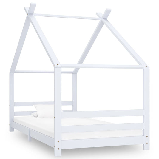 Kids Bed Frame White Solid Pine Wood 90x200 cm - Cots & Toddler Beds