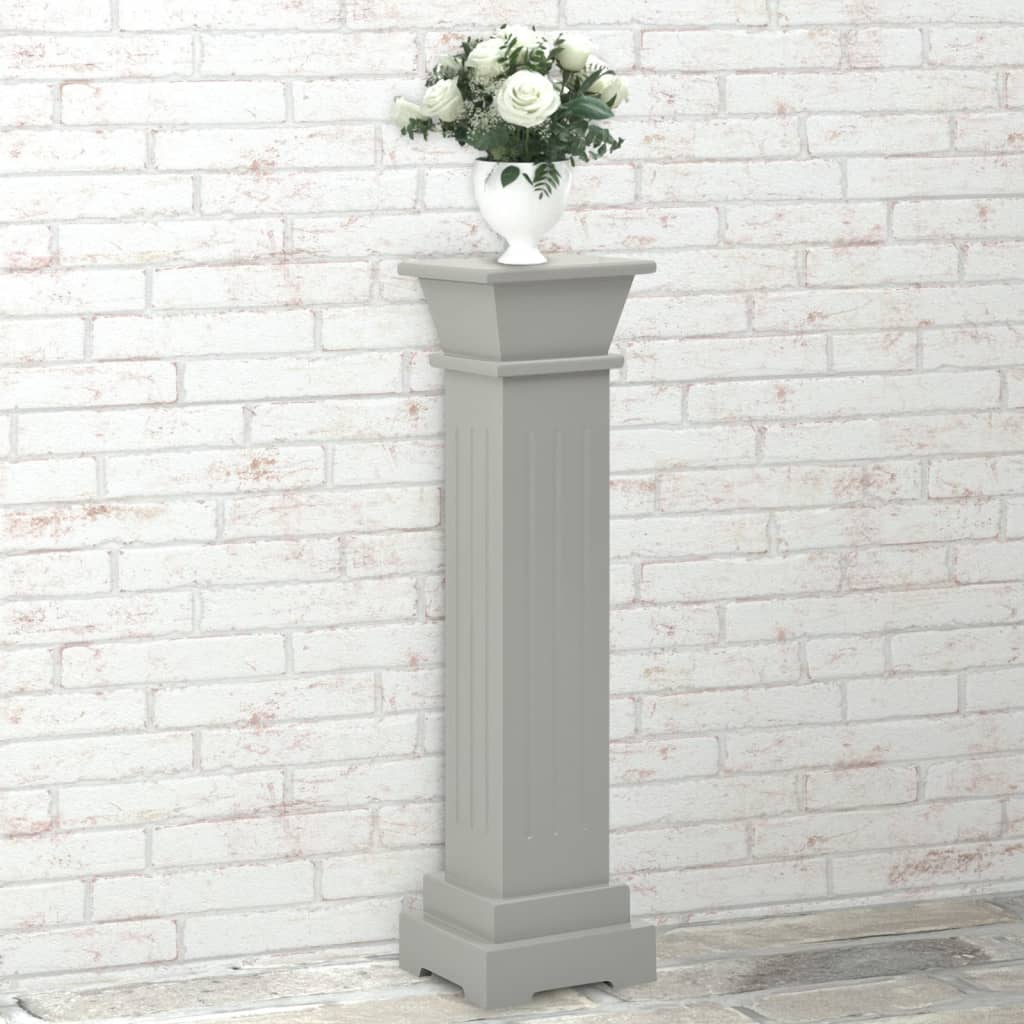 Classic Square Pillar Plant Stand Grey 17x17x66 cm MDF - Plant Stands