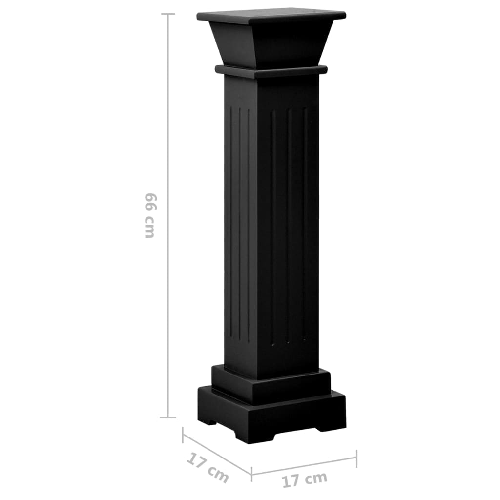 Classic Square Pillar Plant Stand Black 17x17x66 cm MDF - Plant Stands