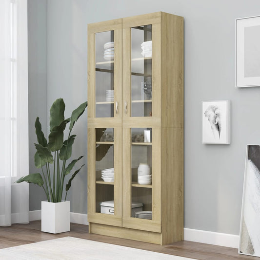 Vitrine Cabinet Sonoma Oak 82.5x30.5x185.5 cm Engineered Wood - Bookcases & Standing Shelves