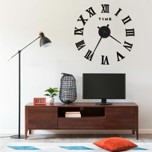 3D Wall Clock Modern Design Black 100 cm XXL - Wall Clocks