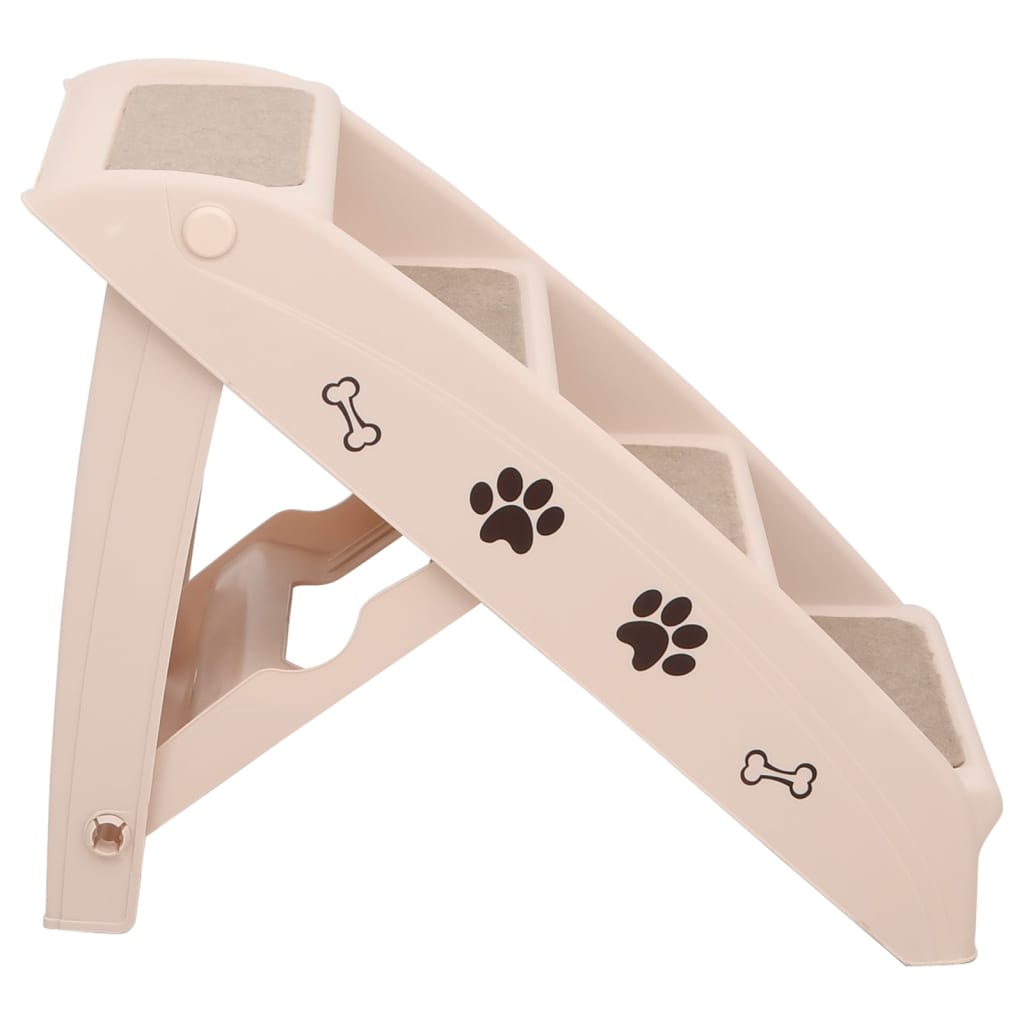 Folding Dog Stairs Cream 62x40x49.5 cm - Pet Steps & Ramps