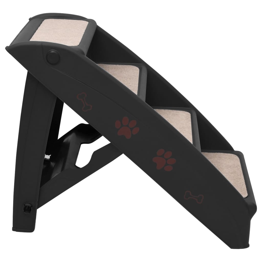 Folding Dog Stairs Black 62x40x49.5 cm - Pet Steps & Ramps