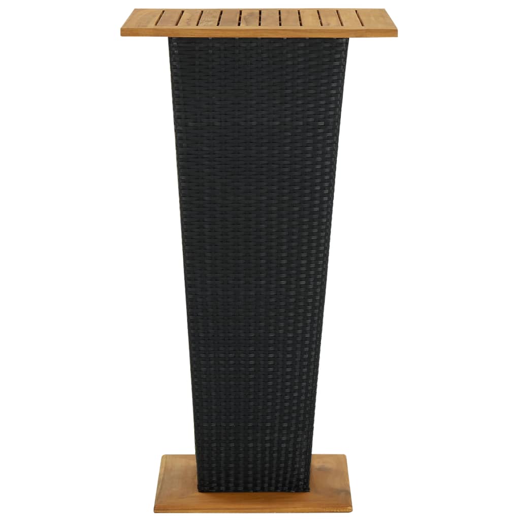 Bar Table Black 60x60x110 cm Poly Rattan and Solid Acacia Wood - Outdoor Tables