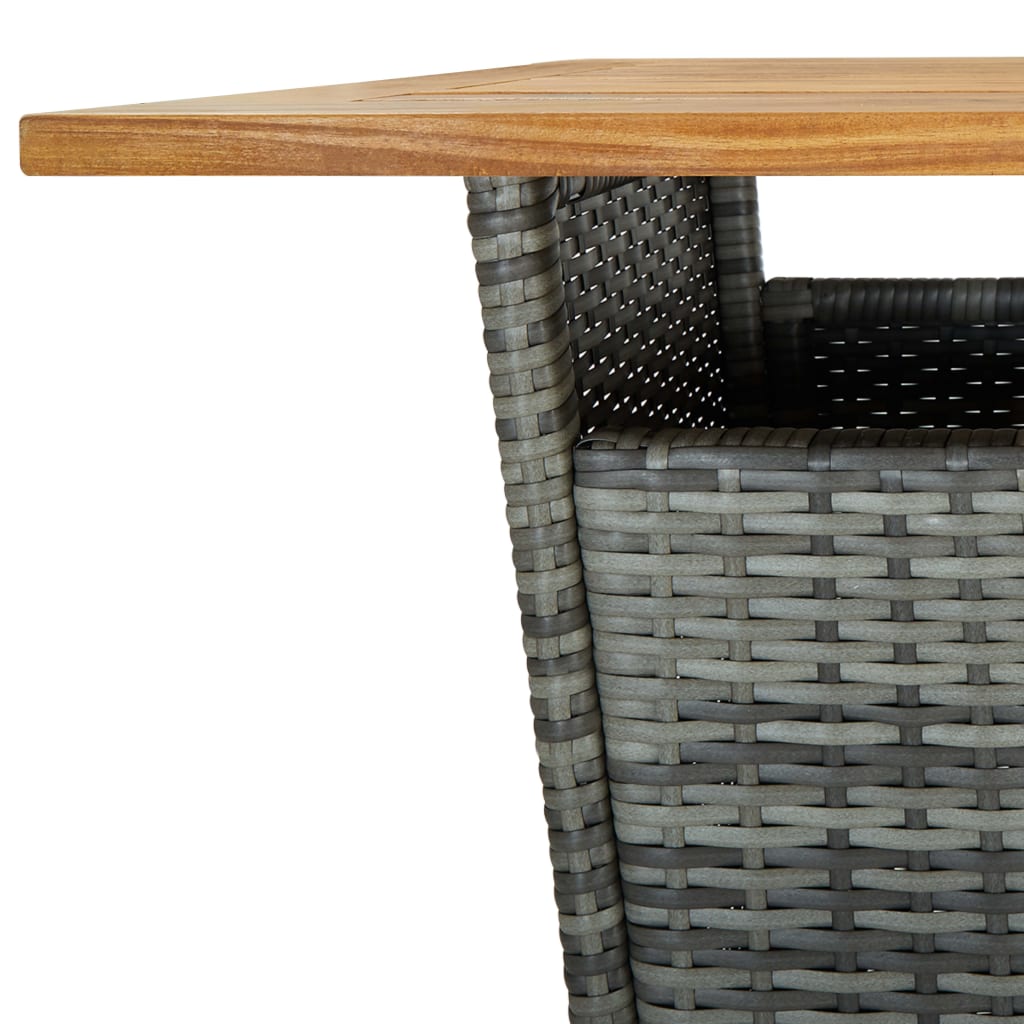 Bar Table Grey 60x60x110 cm Poly Rattan and Solid Acacia Wood - Outdoor Tables