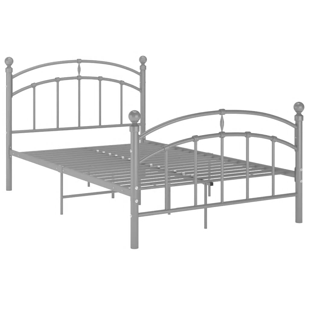 Bed Frame Grey Metal 120x200 cm - Beds & Bed Frames