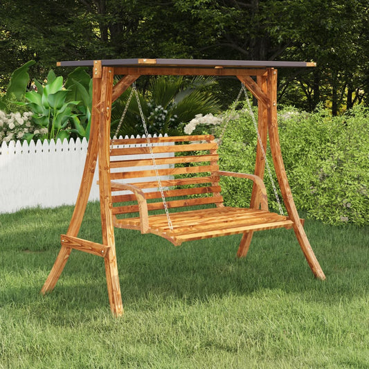 Swing Frame with Anthracite Roof Bent Wood with Teak Finish - Porch Swing Accessories
