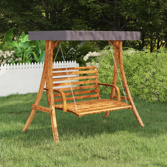 Swing Frame with Anthracite Roof Bent Wood with Teak Finish - Porch Swing Accessories