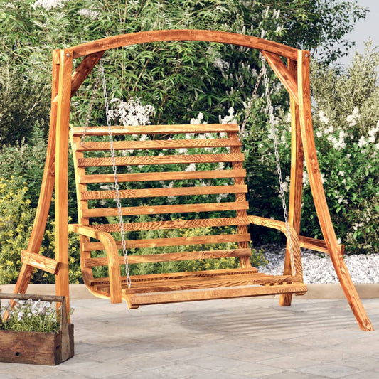Swing Bench Solid Bent Wood with Teak Finish 126x63x92 cm - Porch Swings