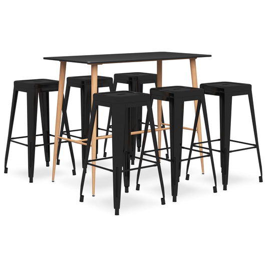 7 Piece Bar Set Black - Kitchen & Dining Furniture Sets