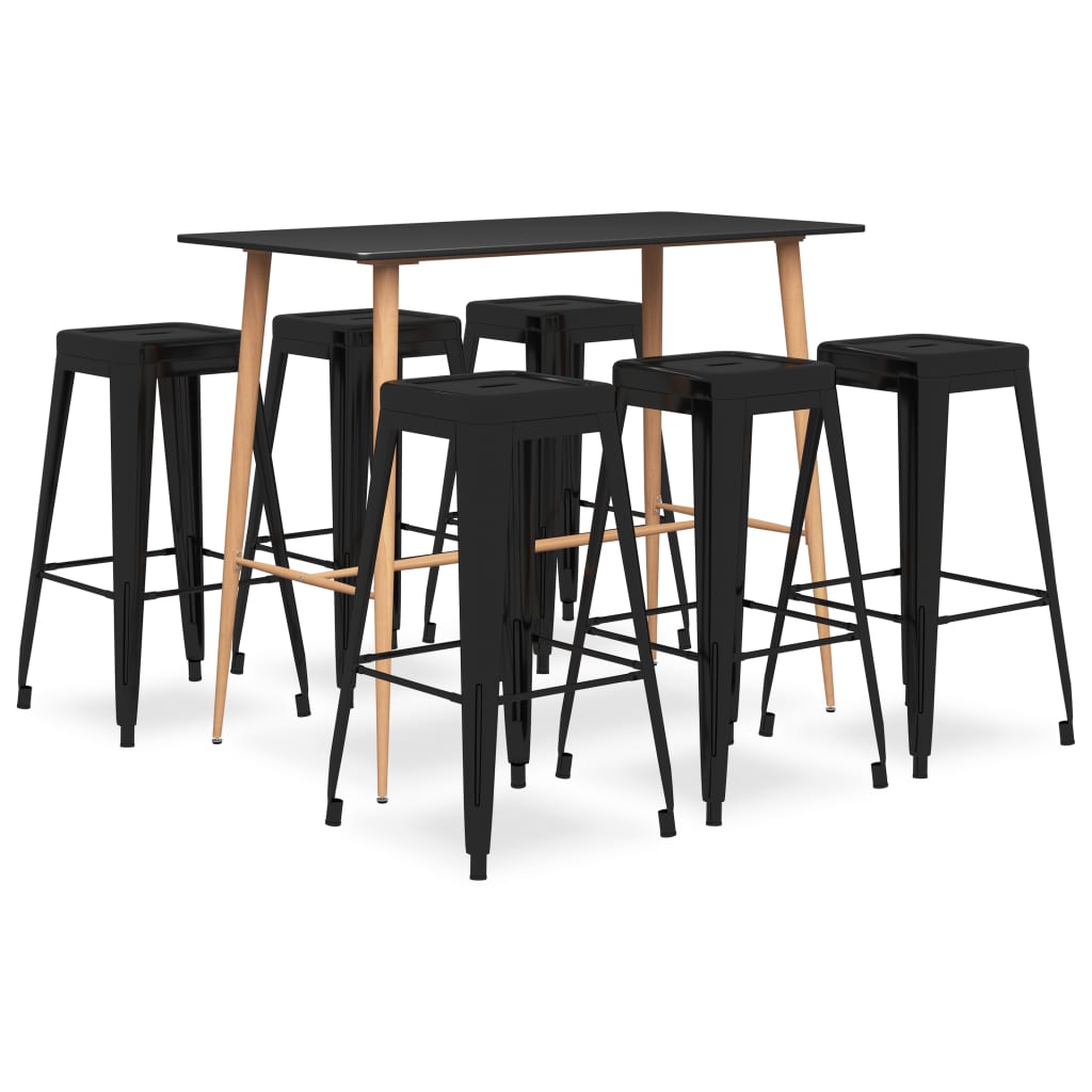 7 Piece Bar Set Black - Kitchen & Dining Furniture Sets
