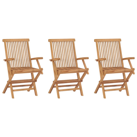 Folding Garden Chairs 3 pcs Solid Teak Wood - Outdoor Chairs