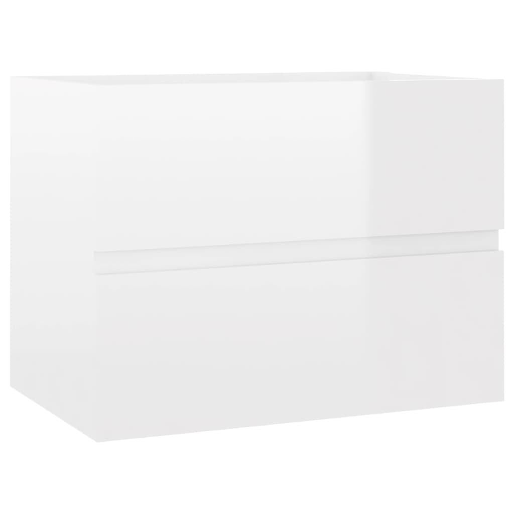 Sink Cabinet High Gloss White 60x38.5x45 cm Engineered Wood - Bathroom Furniture Sets