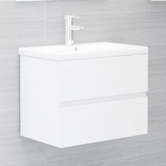 Sink Cabinet High Gloss White 60x38.5x45 cm Engineered Wood - Bathroom Furniture Sets