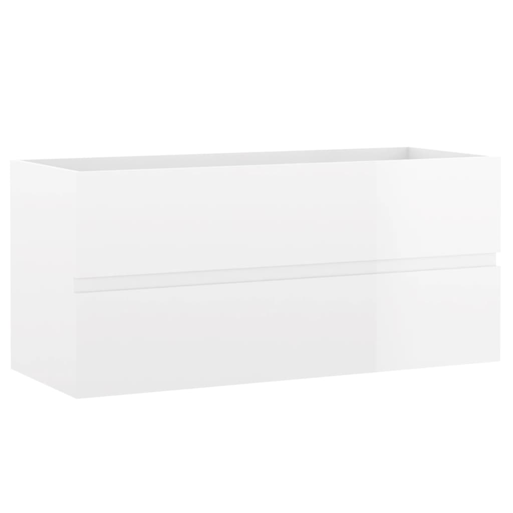 Sink Cabinet High Gloss White 100x38.5x45 cm Engineered Wood - Bathroom Furniture Sets