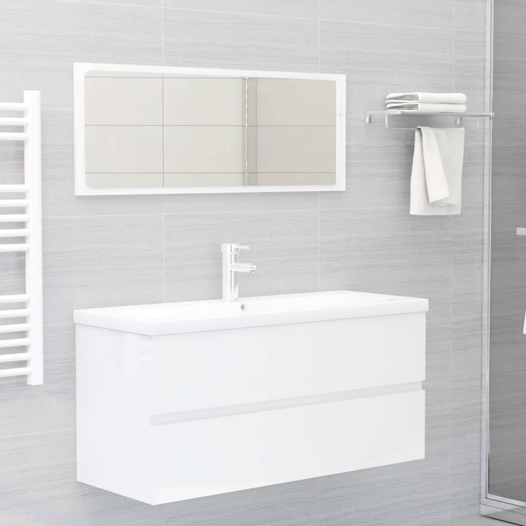 Sink Cabinet High Gloss White 100x38.5x45 cm Engineered Wood - Bathroom Furniture Sets