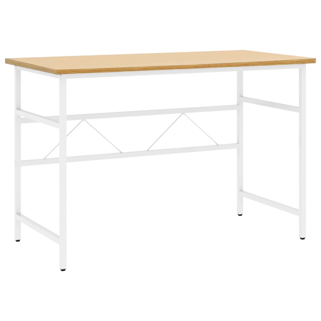 Computer Desk White and Light Oak 105x55x72 cm MDF and Metal - Desks