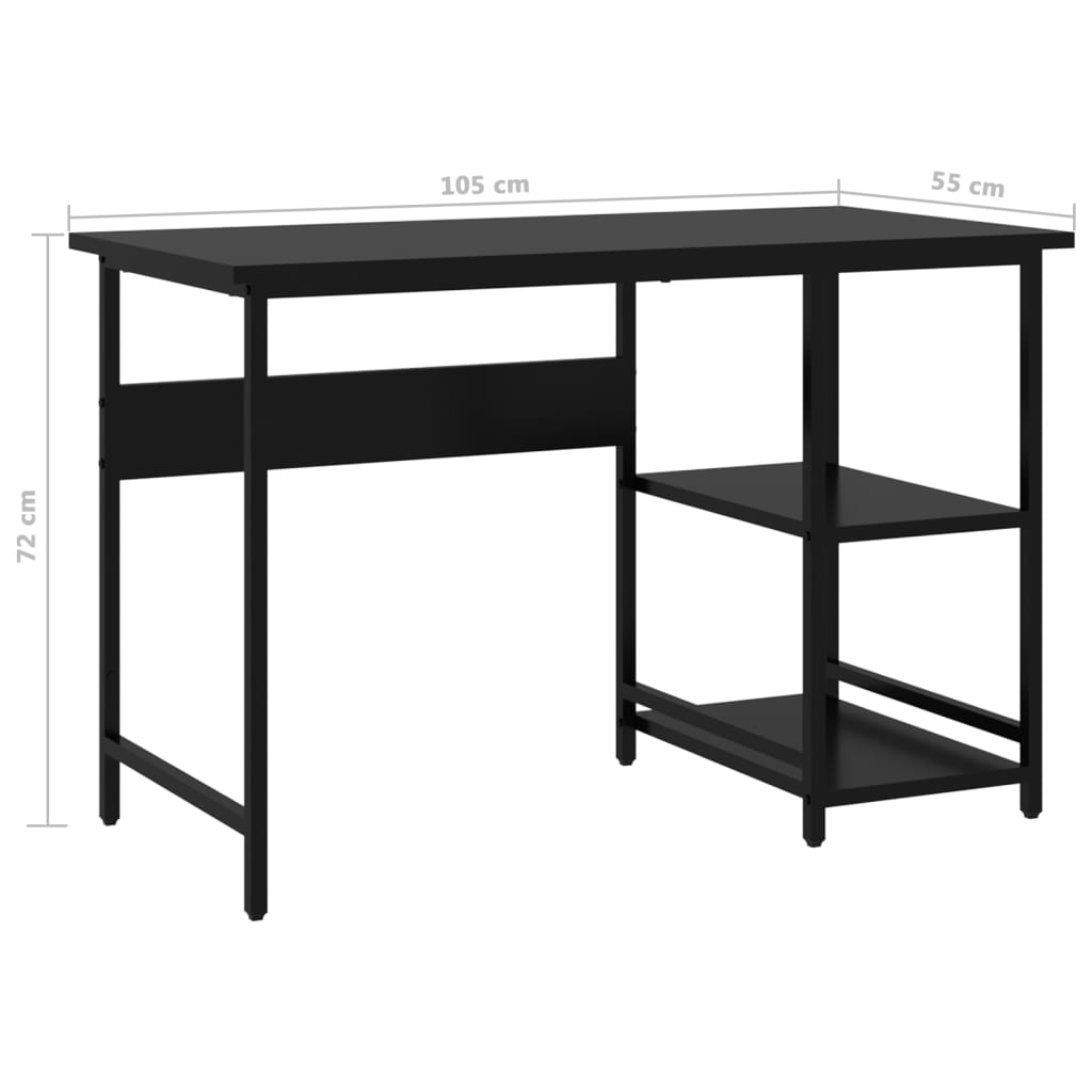 Computer Desk Black 105x55x72 cm MDF and Metal - Desks