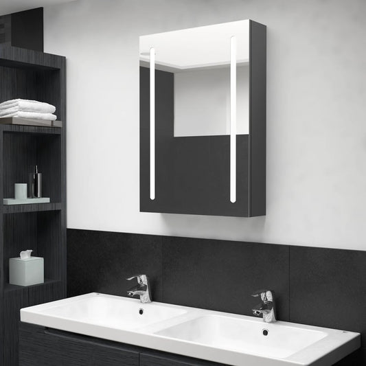 LED Bathroom Mirror Cabinet Grey 50x13x70 cm - Bathroom Vanity Units