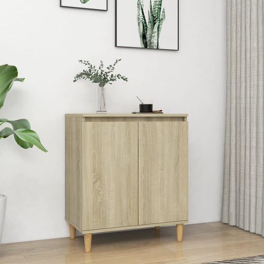 Sideboard with Solid Wood Legs Sonoma Oak 60x35x70 cm Engineered Wood - Buffets & Sideboards