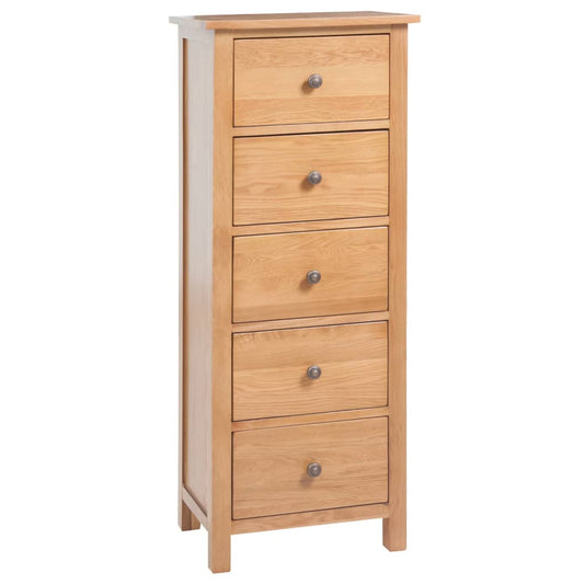 Tall Chest of Drawers 45x32x110 cm Solid Oak Wood - Chest of drawers