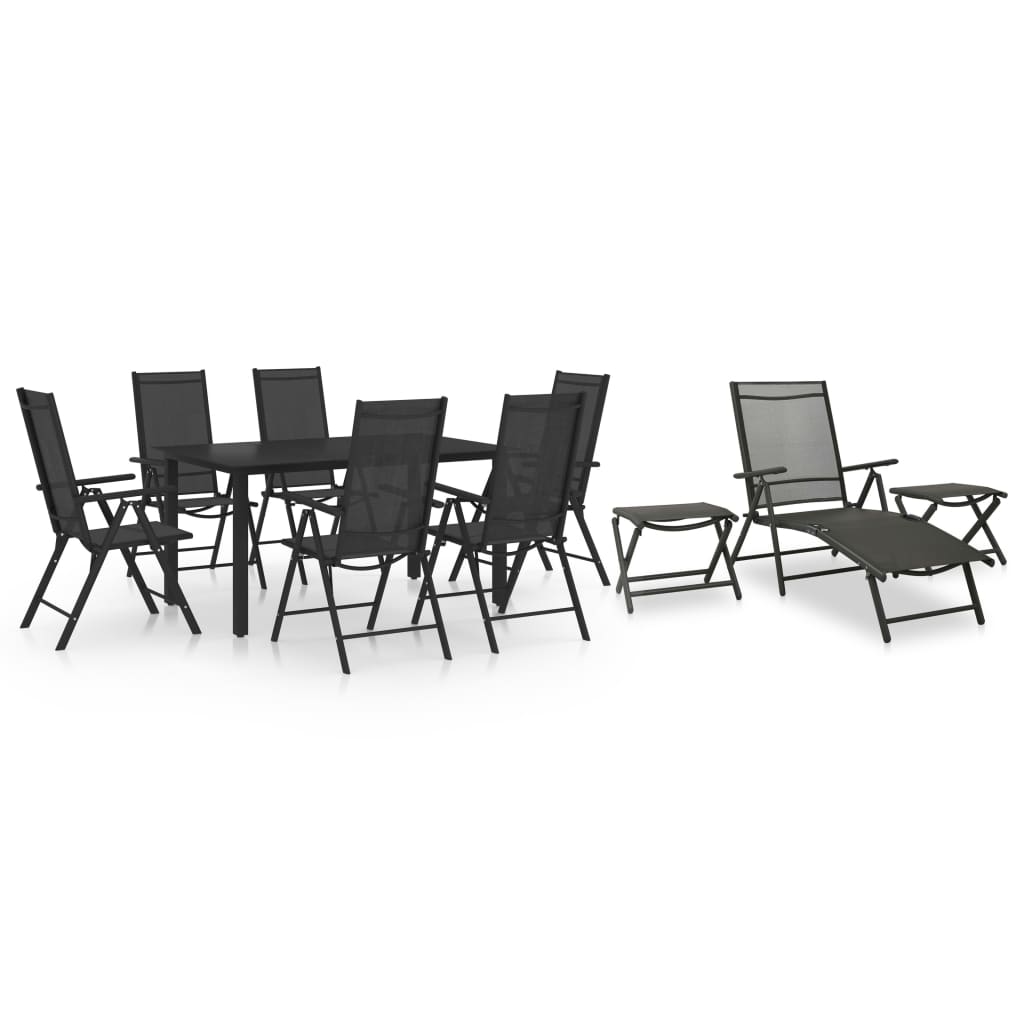 10 Piece Garden Dining Set Black and Anthracite - Outdoor Furniture Sets