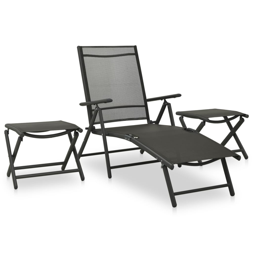 10 Piece Garden Dining Set Black and Anthracite - Outdoor Furniture Sets