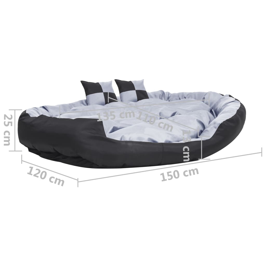 Reversible & Washable Dog Cushion Grey and Black 150x120x25 cm - Dog Beds