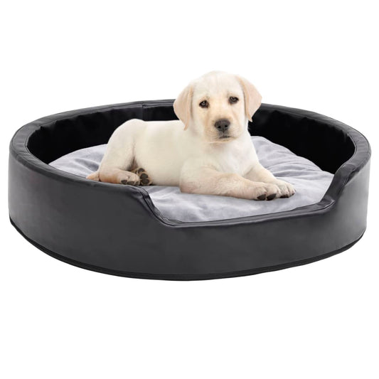 Dog Bed Black and Grey 79x70x19 cm Plush and Faux Leather - Dog Beds