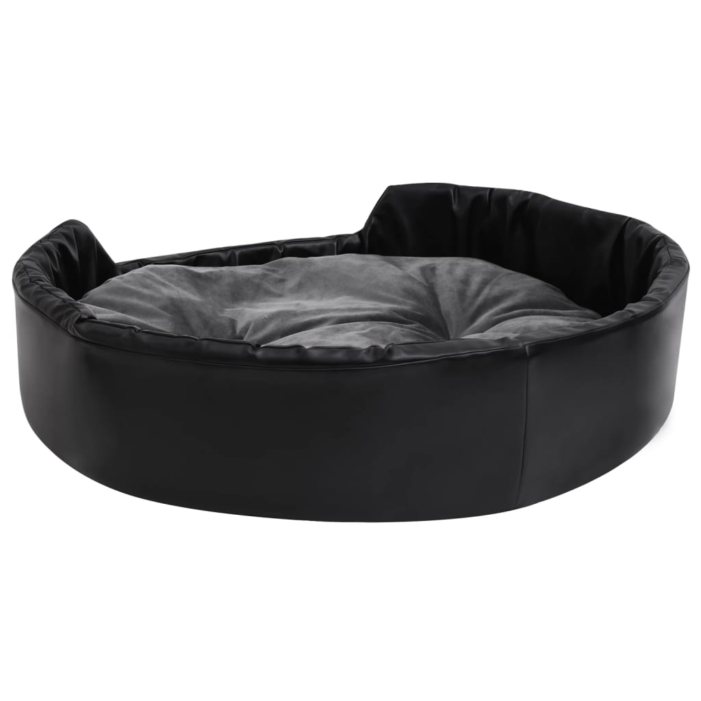 Dog Bed Black and Dark Grey 90x79x20 cm Plush and Faux Leather - Dog Beds