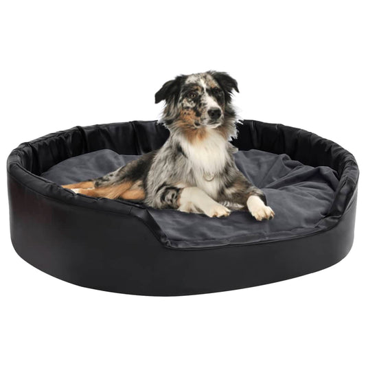 Dog Bed Black and Dark Grey 99x89x21 cm Plush and Faux Leather - Dog Beds