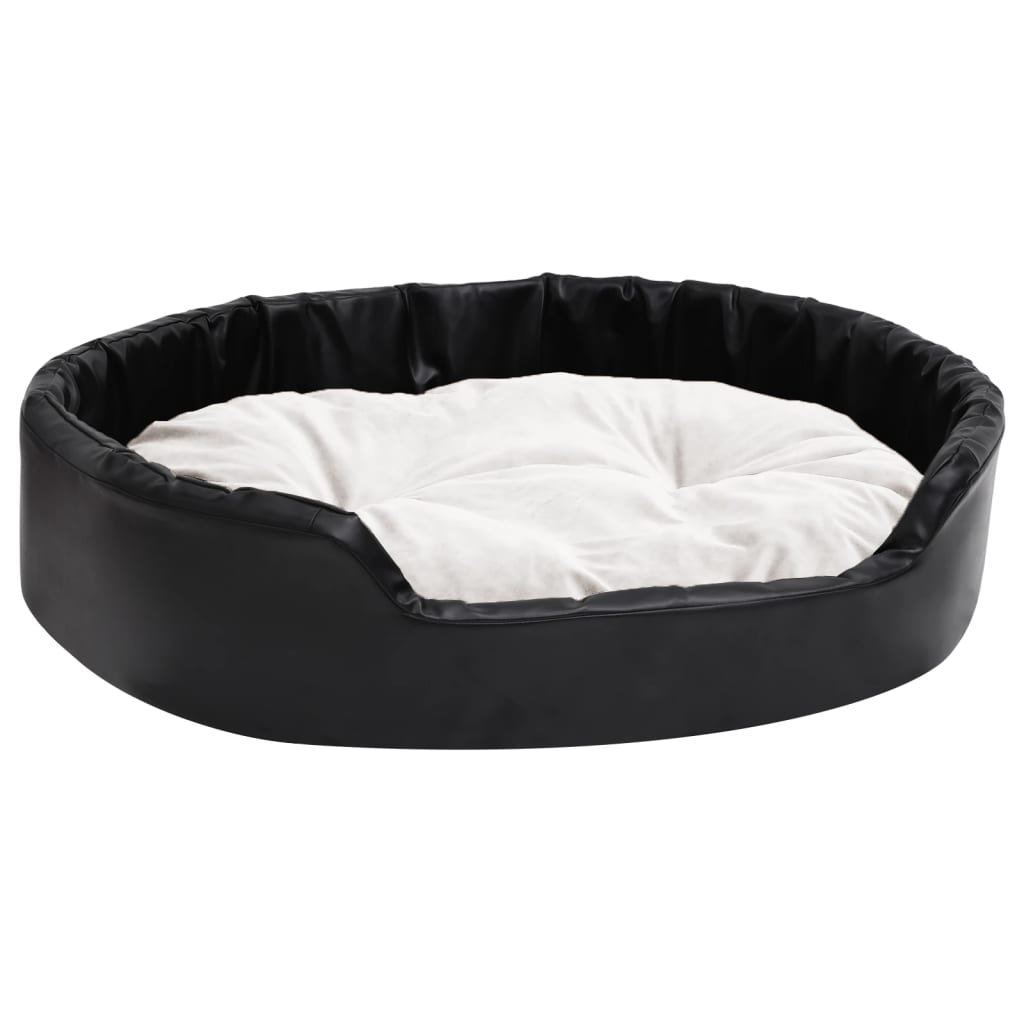 Dog Bed Black and Beige 90x79x20 cm Plush and Faux Leather - Dog Beds