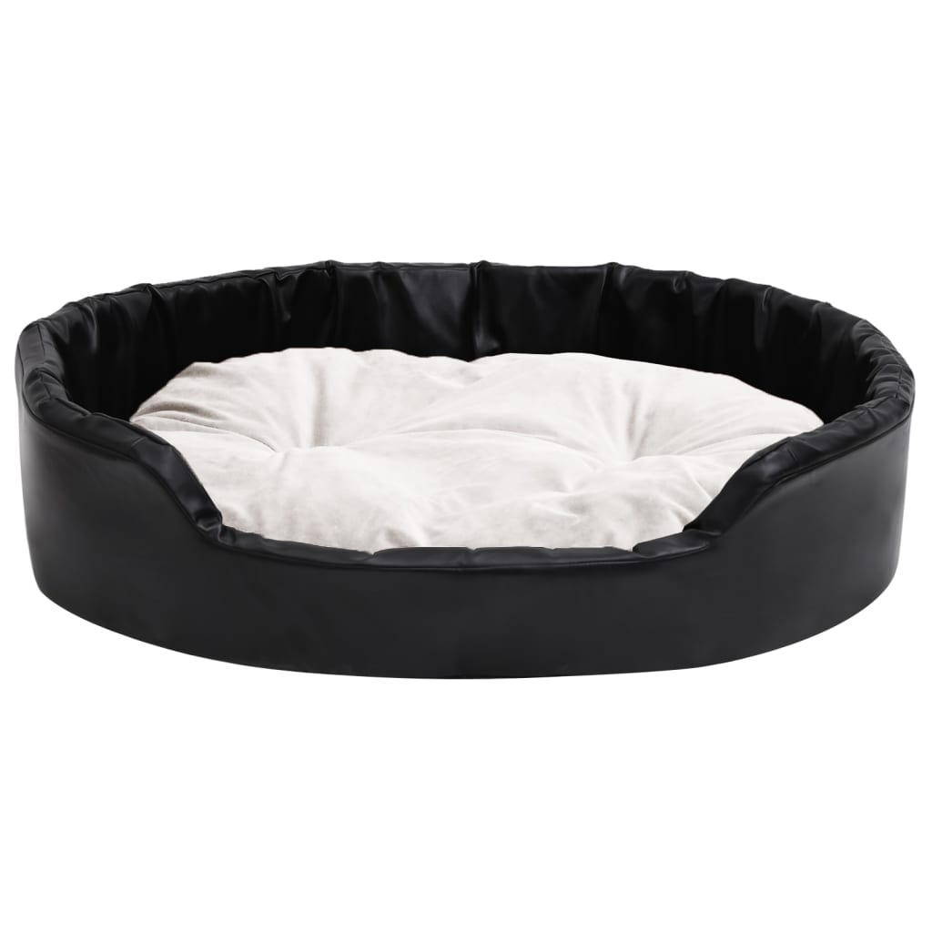 Dog Bed Black and Beige 90x79x20 cm Plush and Faux Leather - Dog Beds