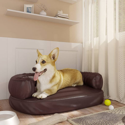 Ergonomic Foam Dog Bed Brown 60x42 cm Faux Leather - Dog Beds
