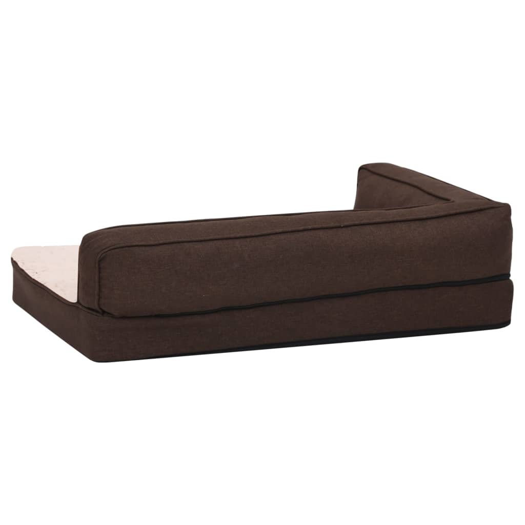 Ergonomic Dog Bed Mattress 60x42 cm Linen Look Fleece Brown - Dog Beds