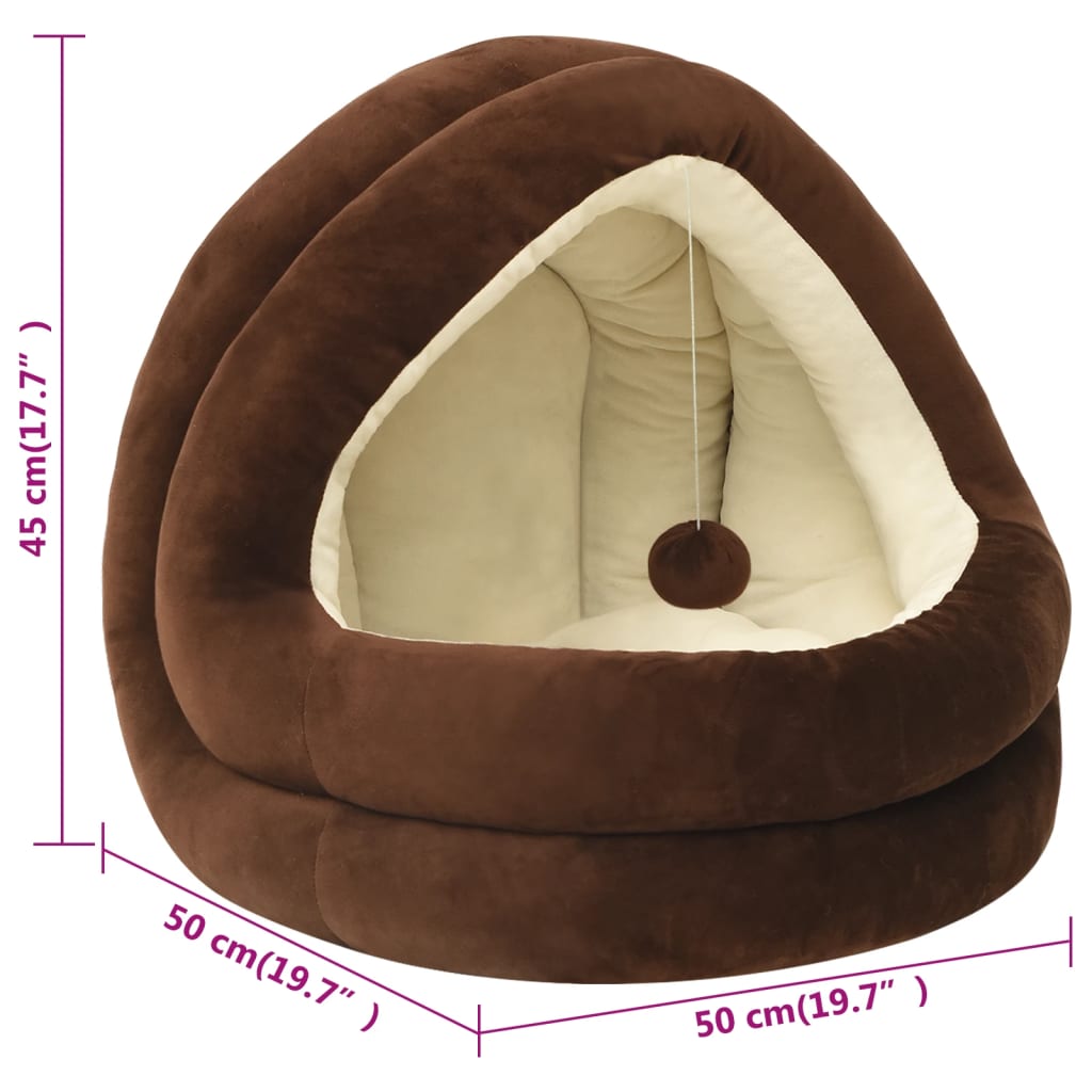 Cat Bed 50x50x45 cm Brown and Cream - Cat Beds
