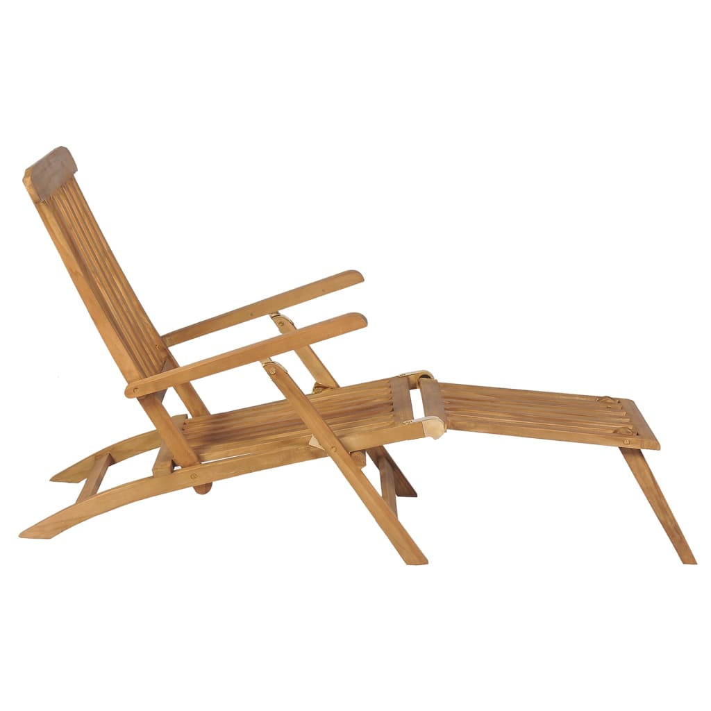 Deck Chairs with Footrests 2 pcs Solid Teak Wood - Sunloungers
