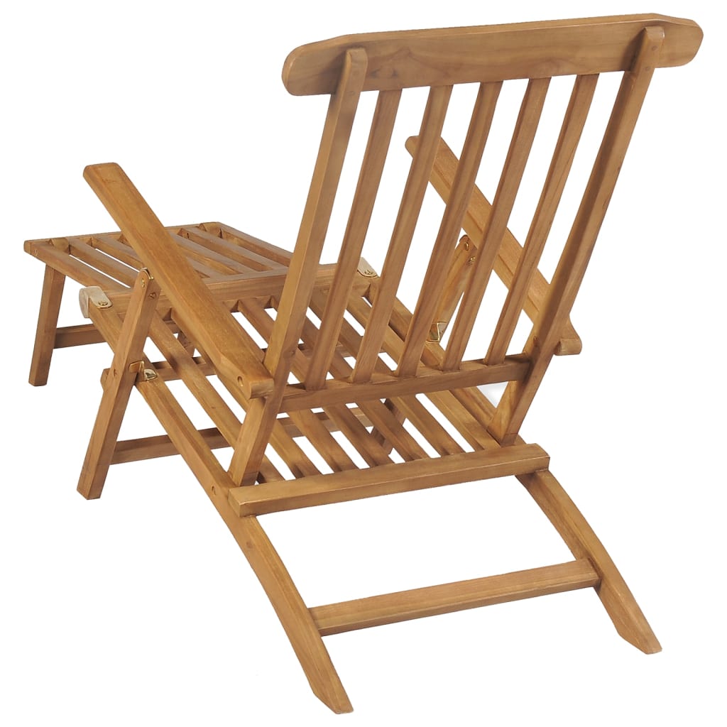 Deck Chairs with Footrests 2 pcs Solid Teak Wood - Sunloungers