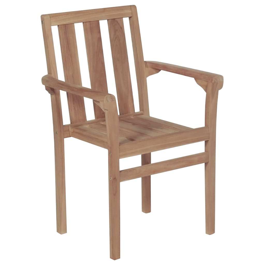 Stackable Garden Chairs 4 pcs Solid Teak Wood - Outdoor Chairs