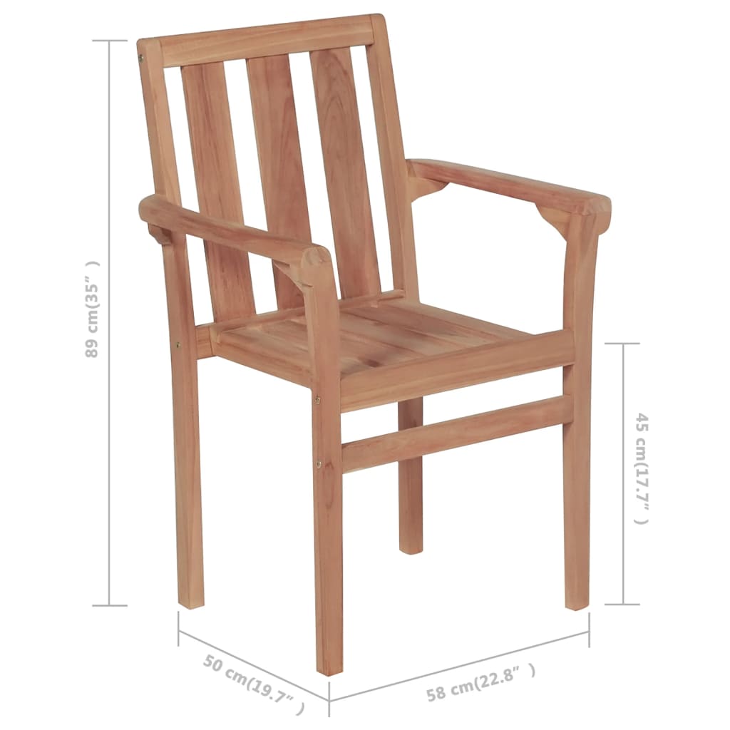 Stackable Garden Chairs 4 pcs Solid Teak Wood - Outdoor Chairs