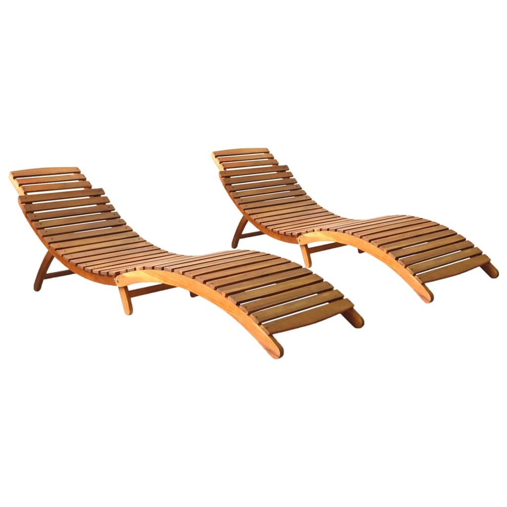Sun Loungers 2 pcs Solid Acacia Wood - Sunloungers