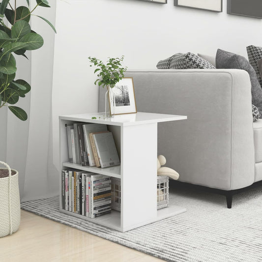 Side Table High Gloss White 45x45x48 cm Engineered Wood - End Tables