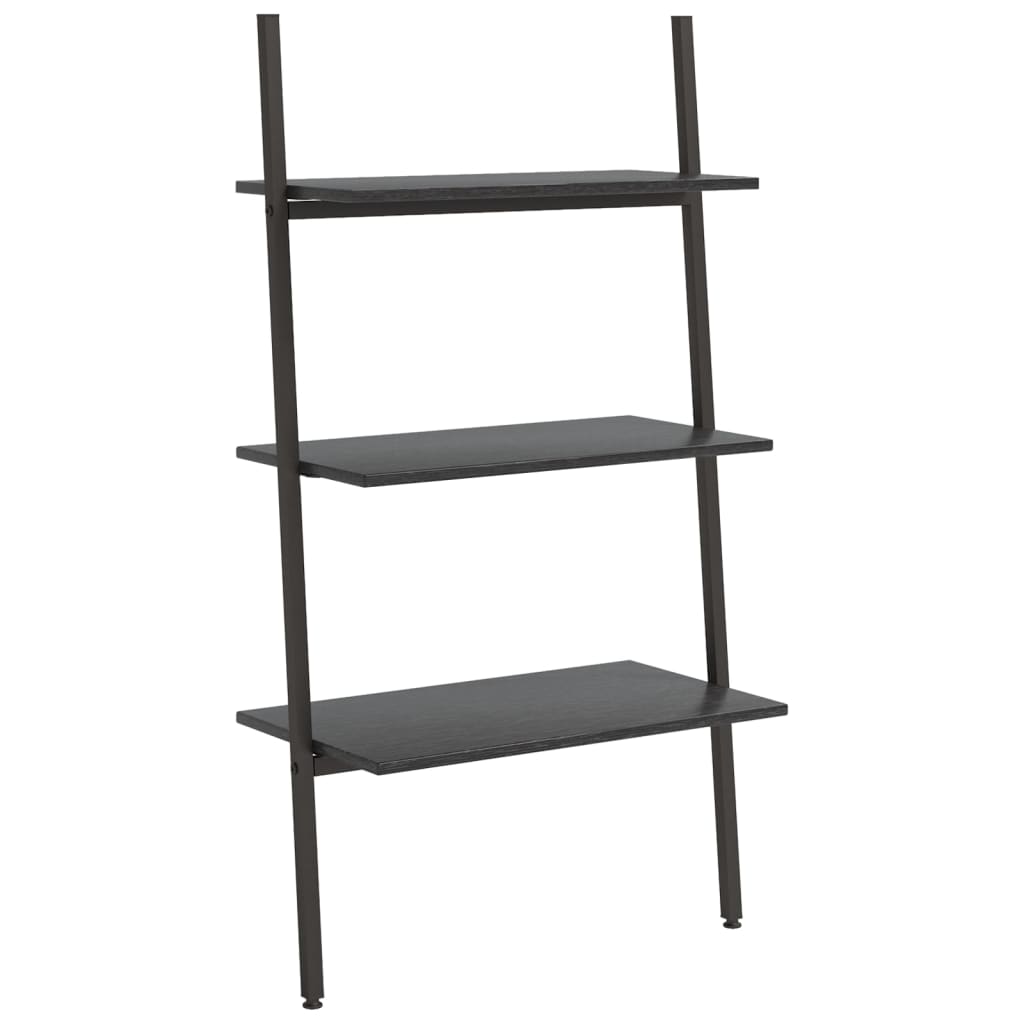3-Tier Leaning Shelf Black 64x34x116 cm - Bookcases & Standing Shelves