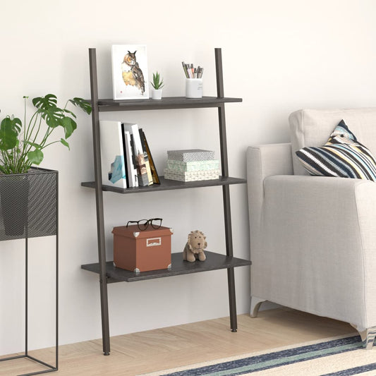 3-Tier Leaning Shelf Black 64x34x116 cm - Bookcases & Standing Shelves