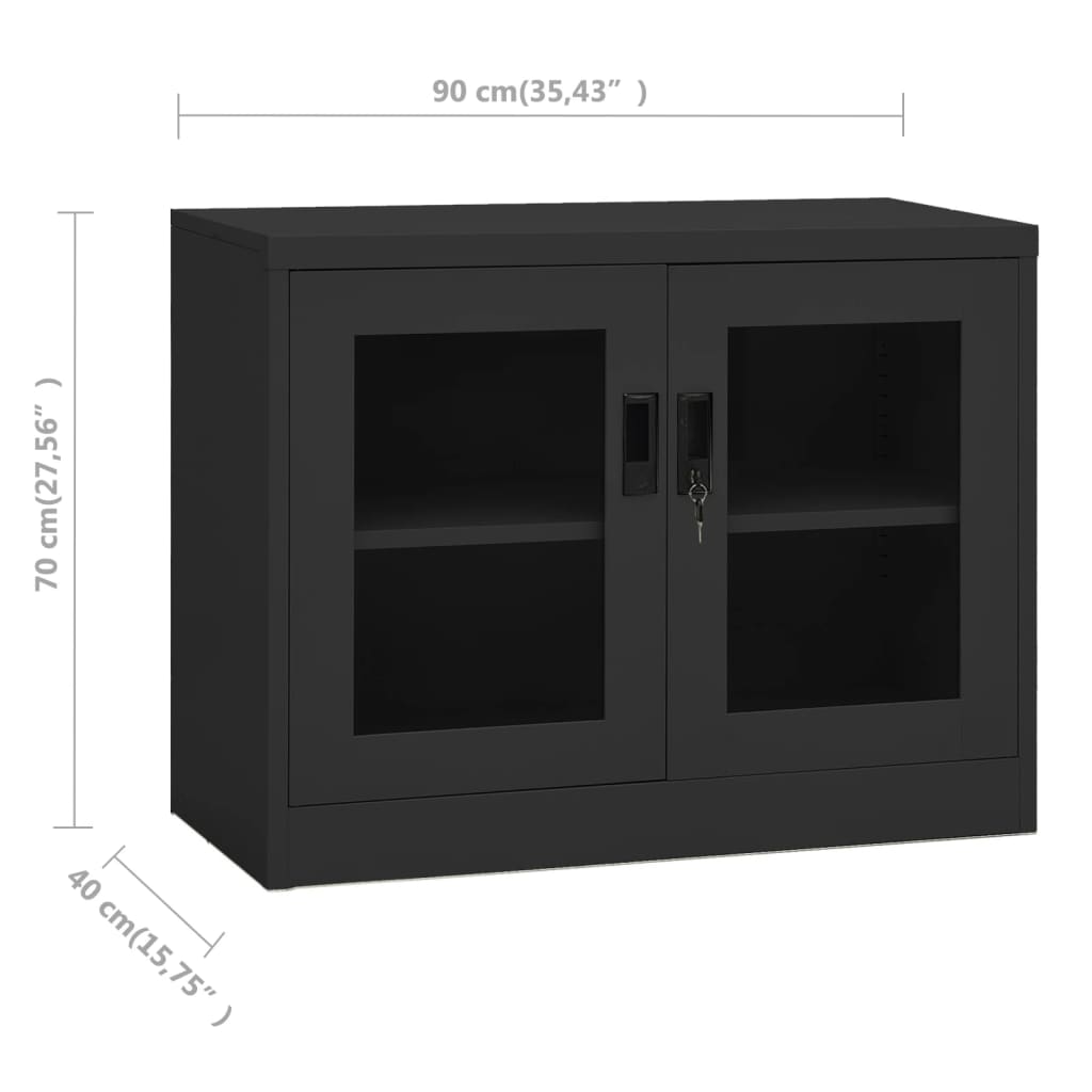 Office Cabinet Anthracite 90x40x70 cm Steel - Storage Cabinets & Lockers