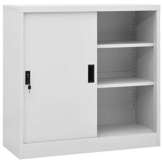 Office Cabinet with Sliding Door Light Grey 90x40x90 cm Steel - Storage Cabinets & Lockers