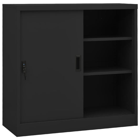 Office Cabinet with Sliding Door Anthracite 90x40x90 cm Steel - Storage Cabinets & Lockers