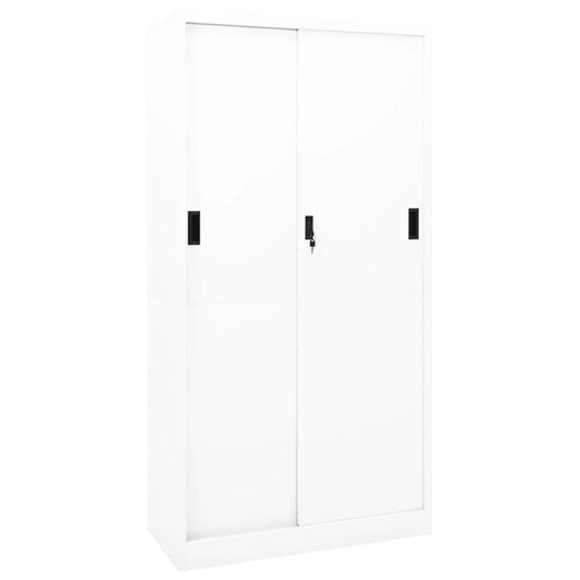 Office Cabinet with Sliding Door White 90x40x180 cm Steel - Storage Cabinets & Lockers