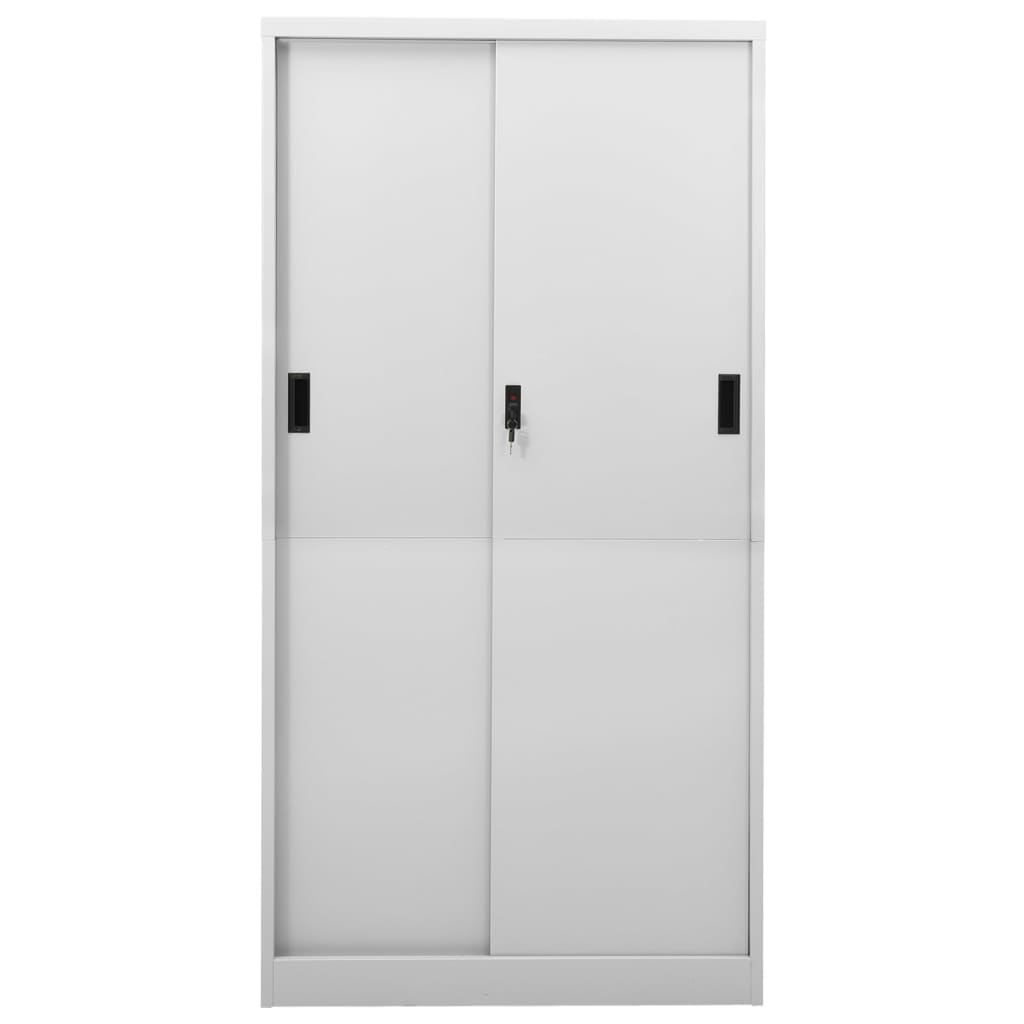 Office Cabinet with Sliding Door Light Grey 90x40x180 cm Steel - Storage Cabinets & Lockers